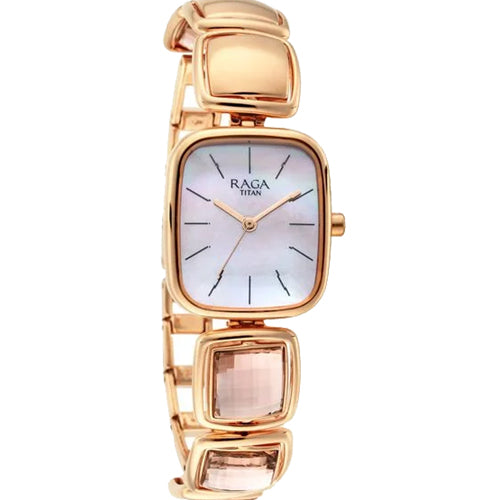 Titan Raga Moments of Joy Mother of Pearl Dial Analog Rose Gold Metal Strap watch for Women 24mm NT95136WM01 - view 2