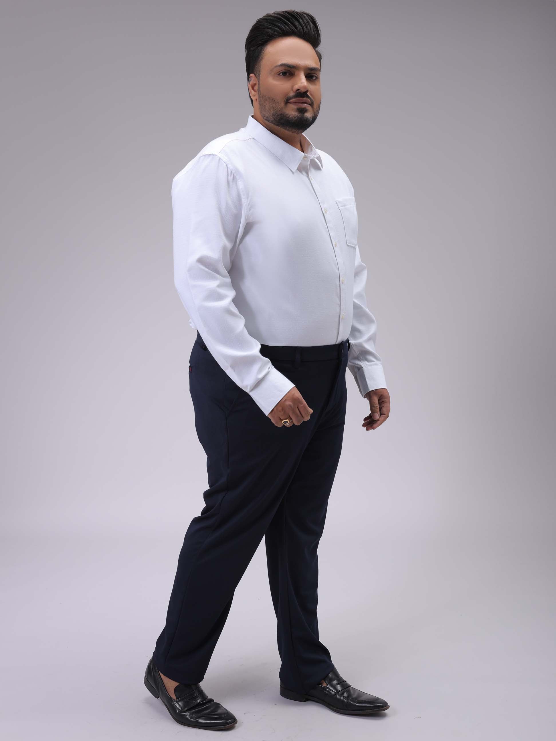 HARDSODA Men's Plus Size White Regular Fit Solid Formal Shirt - view 2