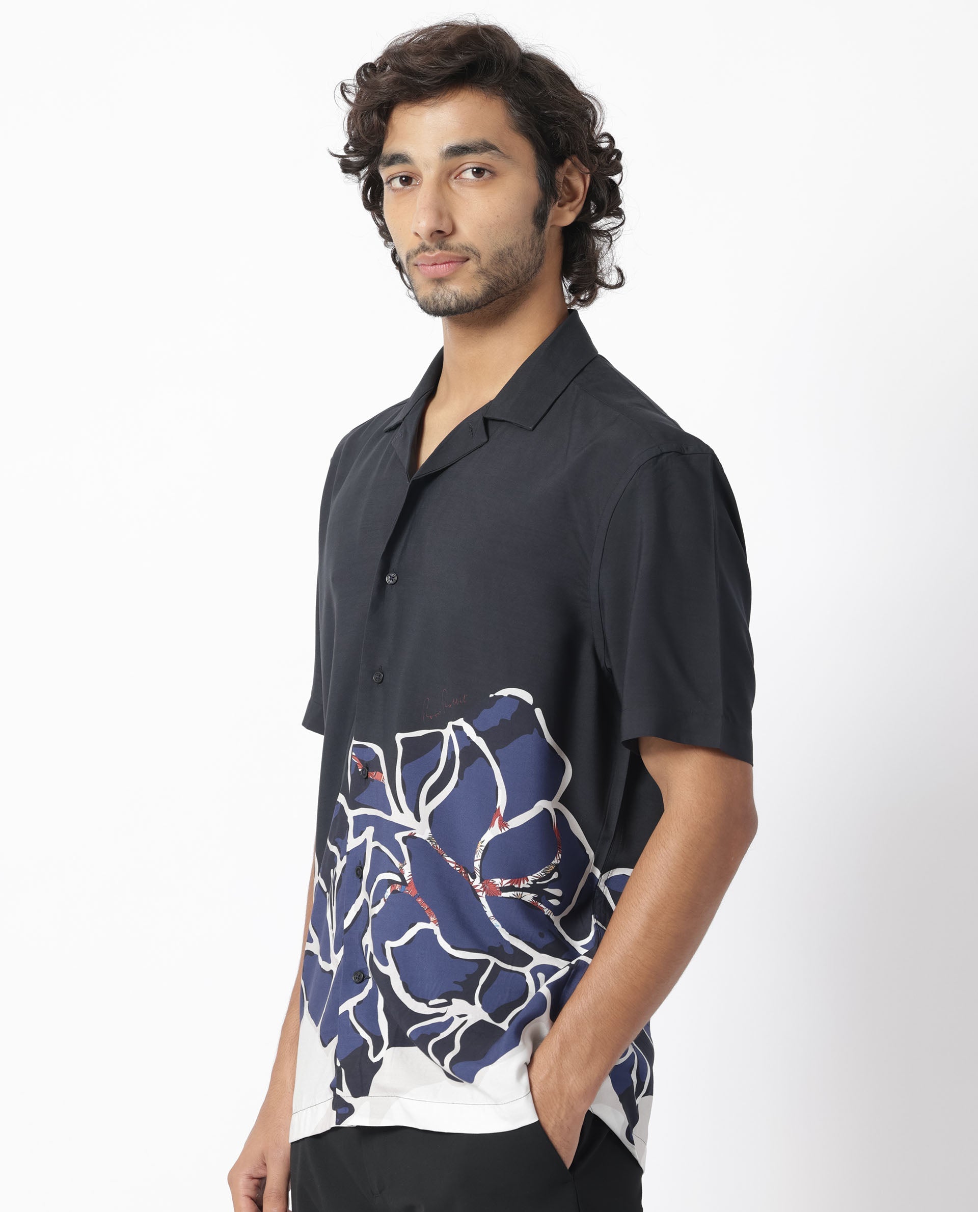 Rare Rabbit Men's Covek Black Viscose Fabric Floral Print Half Sleeves Shirt - view 8