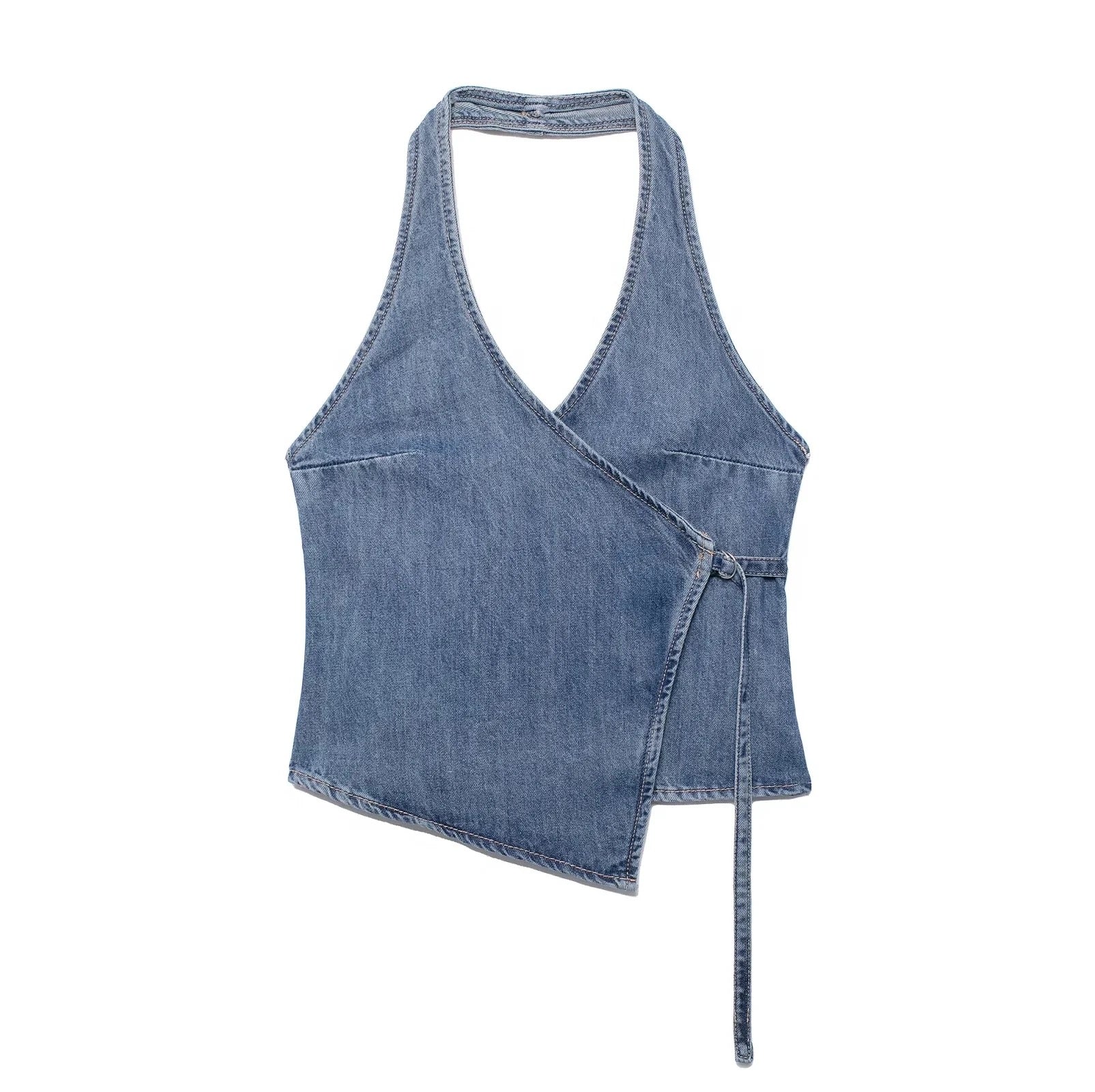 Alamode By Akanksha Fiyo Denim Knot Up Tops