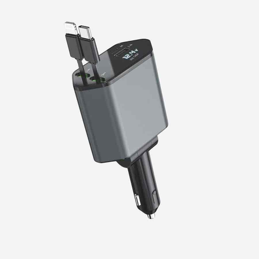 BlackTree 4 in 1 Super Fast Retractable Car Charger (120W)