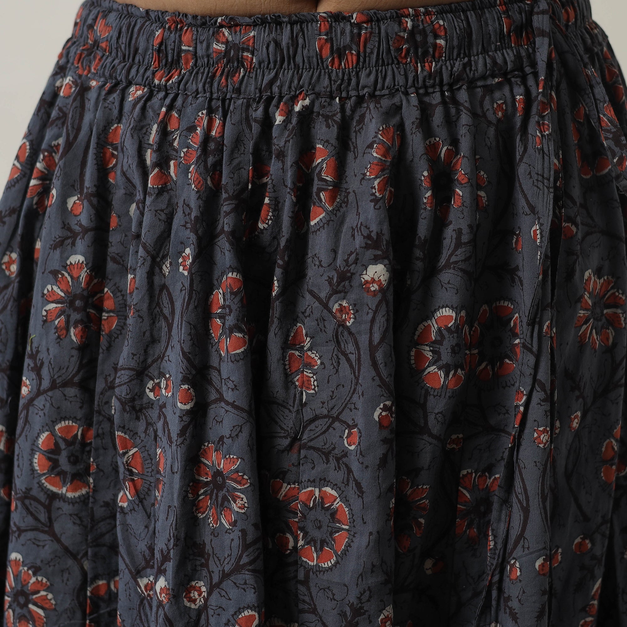 NOORI BAZAR Blue - Bagru Block Printed 24 Kali Patchwork Cotton Long Skirt 17 - view 5