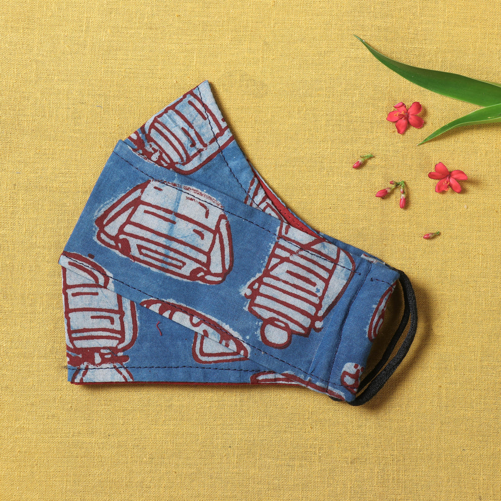 JALPARI Bindaas Block Printed Cotton 3 Layer Maska Snug Fit Face Cover