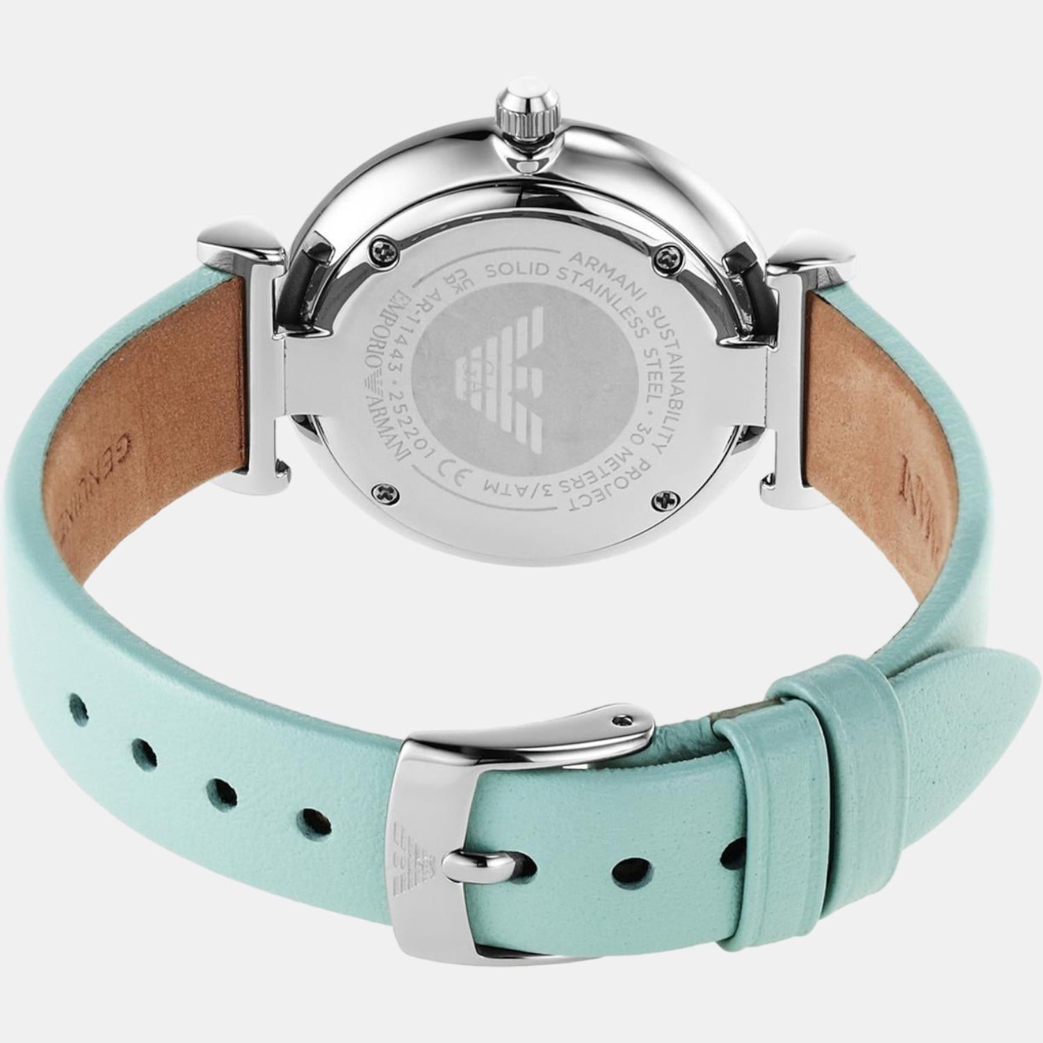 Emporio Armani Gianni T-Bar Women Quartz Silver Dial Analog Leather Watch AR11443 - view 2