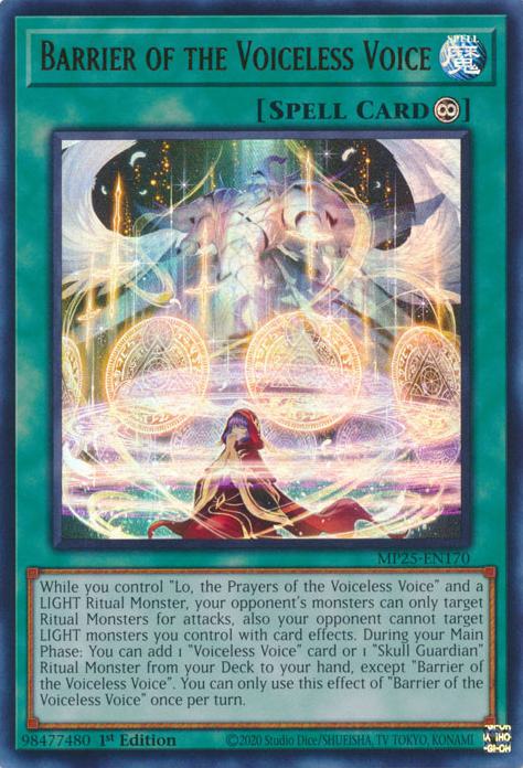 Yu-Gi-Oh! Barrier of the Voiceless Voice - MP25-EN170 - Ultra Rare - 1st Edition