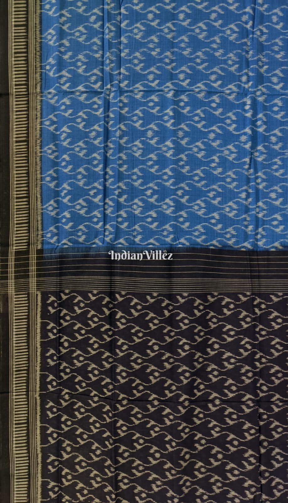 IndianVillèz Sky Blue Maniabandha Odisha Ikat Cotton Saree - view 3