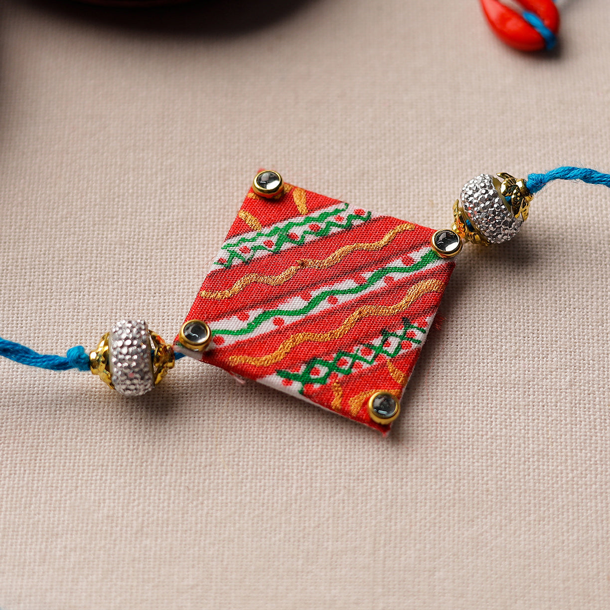 KHUSHBASH - HAPPY LOOM OF EAST Bishnupur Handpainted Fabric Rakhi 09 - view 2