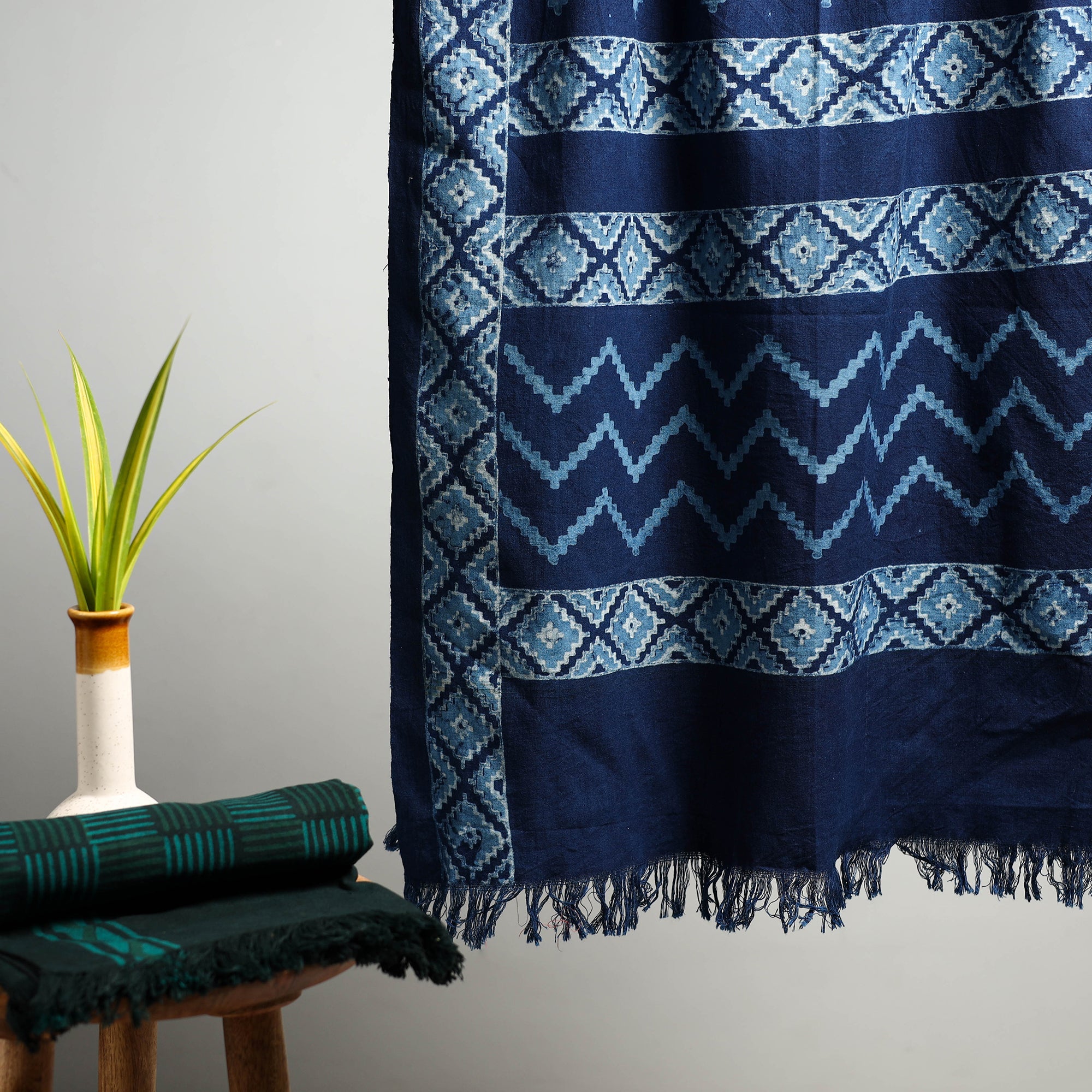 HAVELI CHRONICLES Blue - Akola Block Print Pure Handloom Cotton Towel 08 - view 2