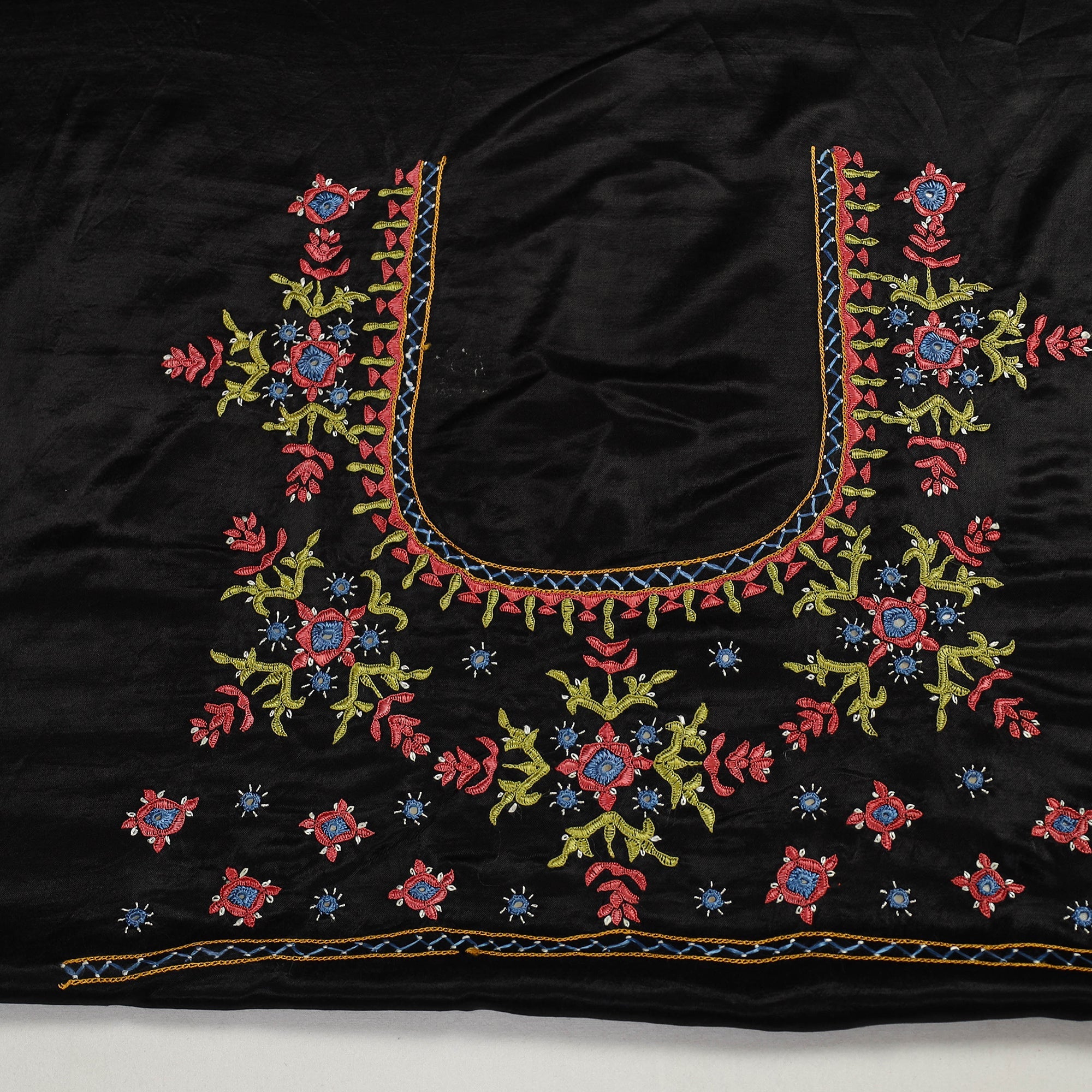 NOORI BAZAR Black - Kutch Hand Embroidery Mashru Silk Blouse Piece 61 - view 4