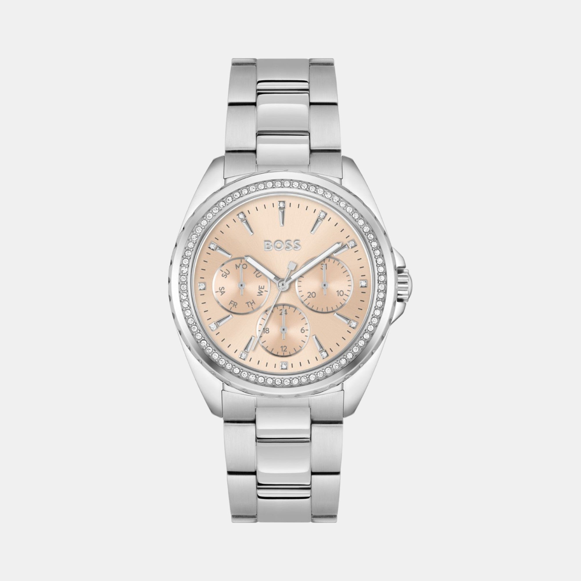 Boss Atea Women Quartz Carnation Gold Dial Multi-Function Stainless Steel Watch 1502732