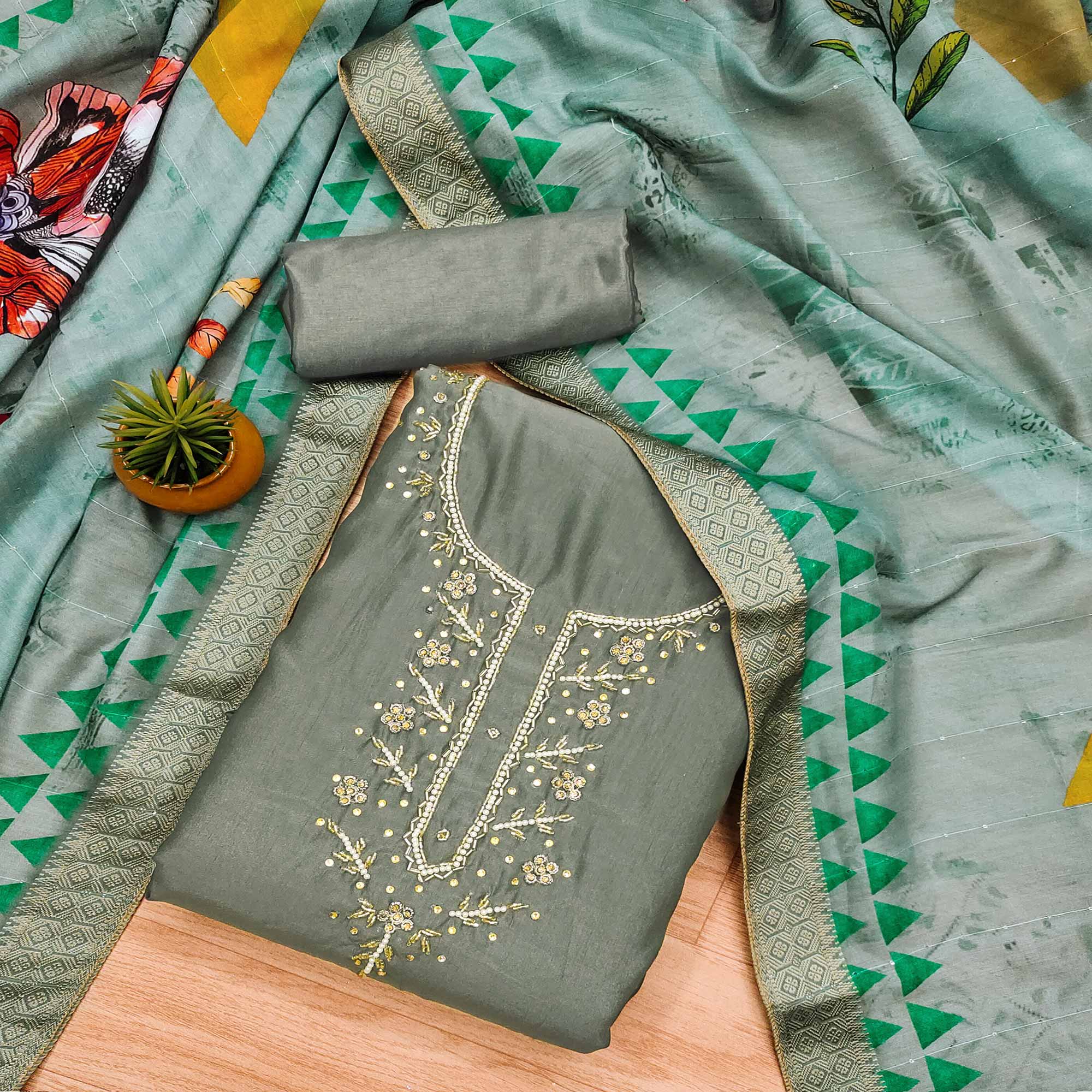 Grey dress materials (unstitched) – BlackTree grey-handwork-simmer-jacquard-dress-material