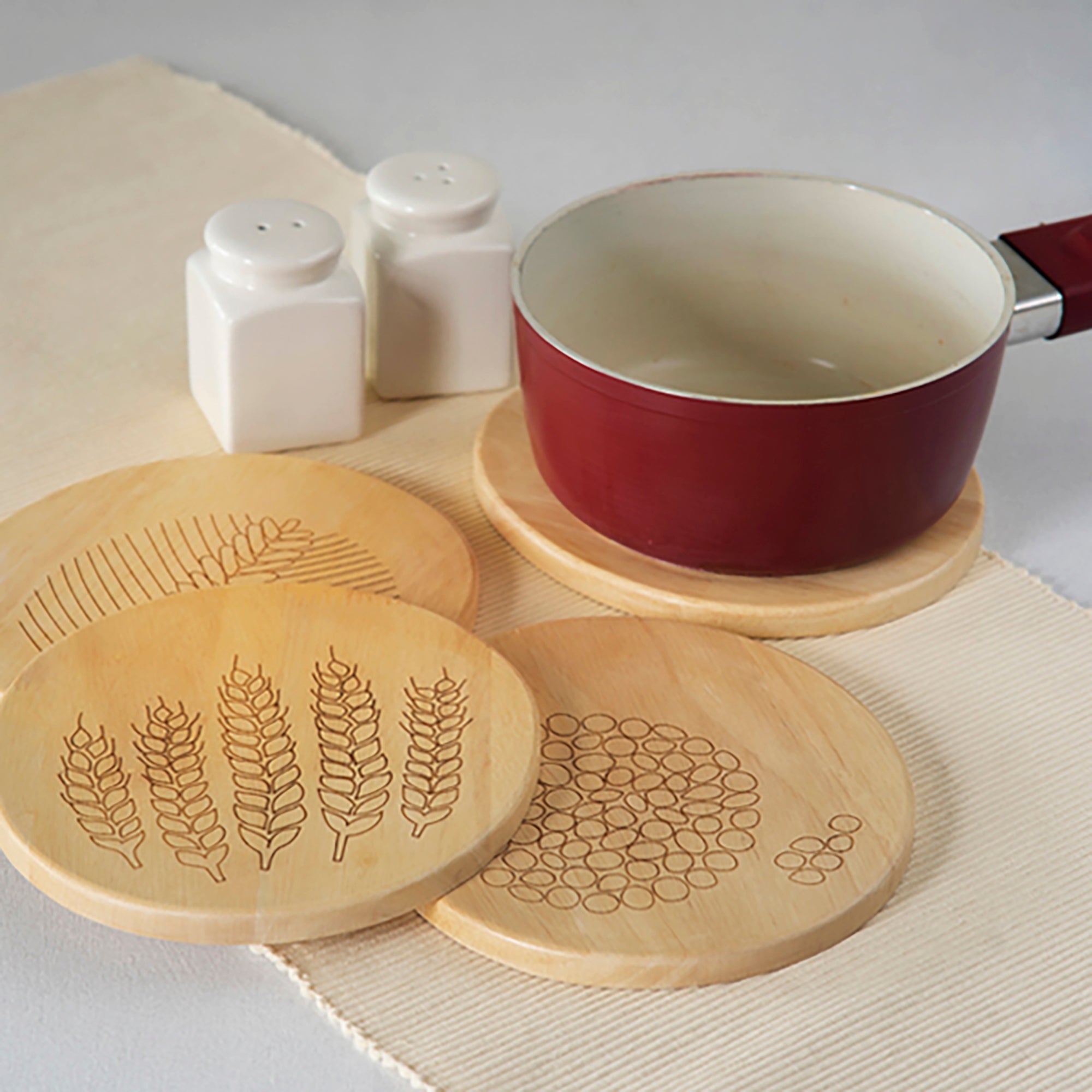 STUDIO COPPRE Beige - Harvest Rubber Wood Trivets (Set of 4) - view 2