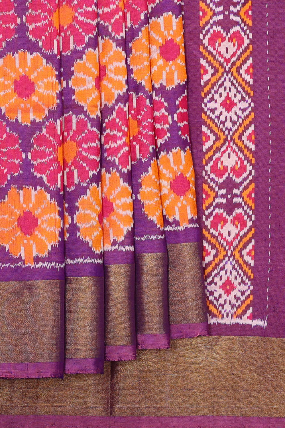 Kalanjali Ikat Silk Purple Saree – Women's