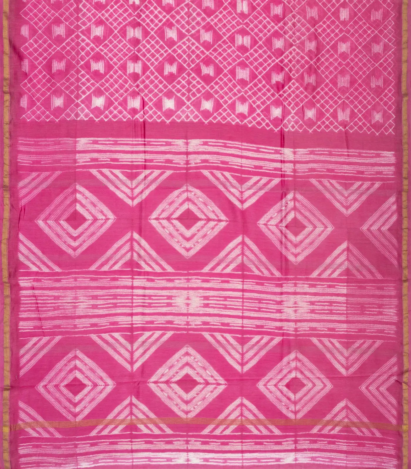 RmKV Pink Woven Jaipur Cotton Saree With Printed Diamond Motifs - view 2