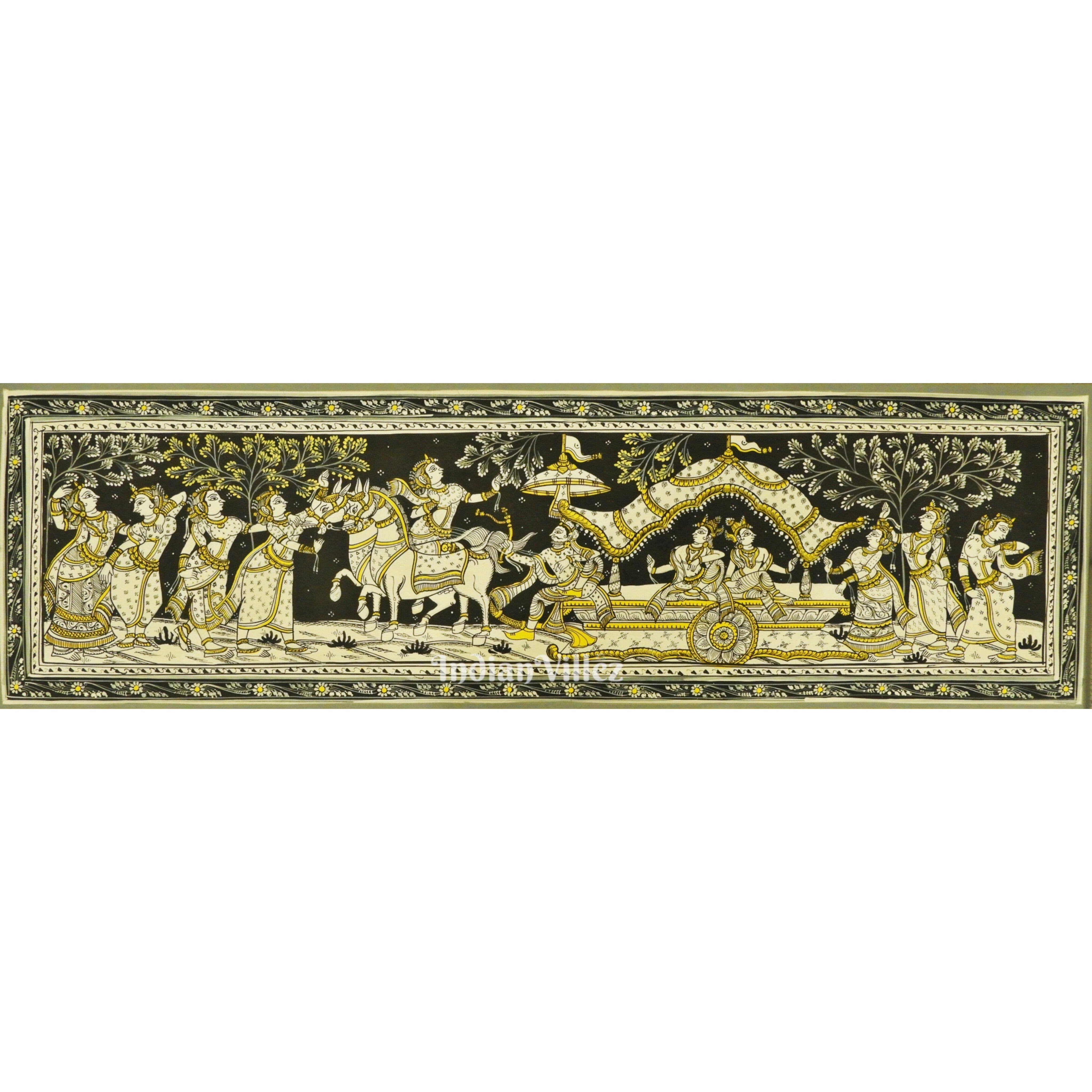 IndianVillèz Mathura Vijay Shri Krishna Pattachitra Art Painting For Home Wall Art Decor