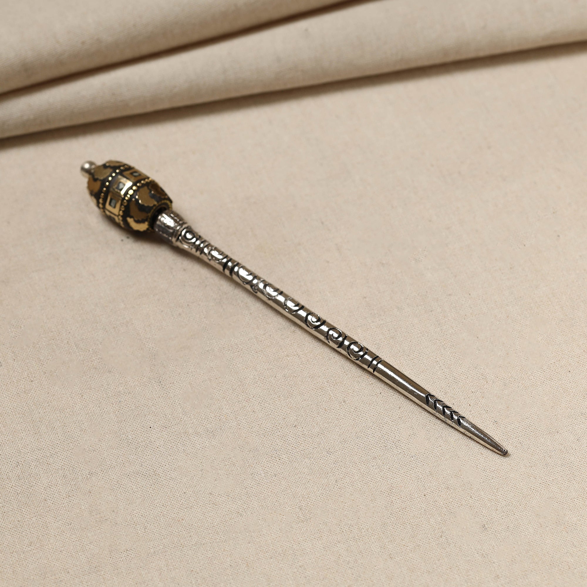 WHITE RIVER STORIES Antique Finish Oxidised German Silver Juda Stick