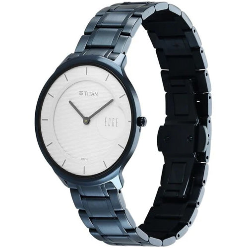 Titan Edge Murals Quartz Analog White Dial Blue Stainless Steel Strap Watch For Men 38mm 1843QM04 - view 2