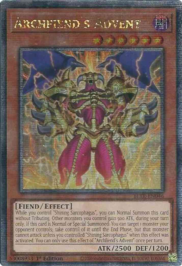 Yu-Gi-Oh! Archfiend's Advent - BLTR-EN046 - Quarter Century Secret Rare - 1st Edition