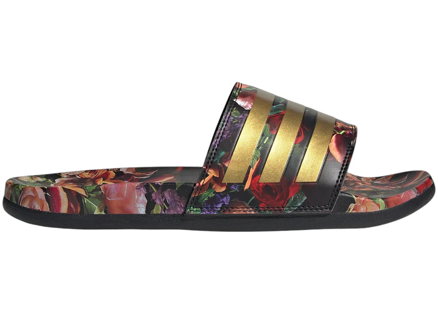 adidas Adilette Comfort Slides Black Gold Metallic