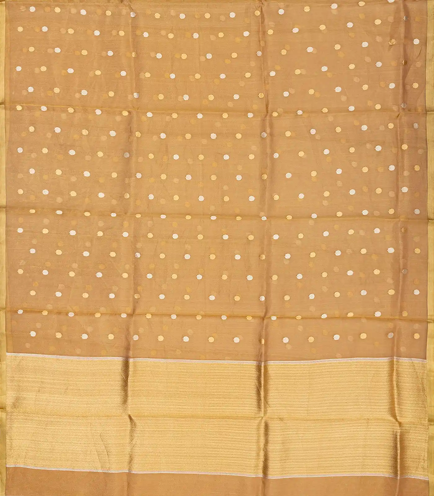 RmKV Gold Handloom Banarasi Tissue Silk Saree With Jaal Motifs - view 2
