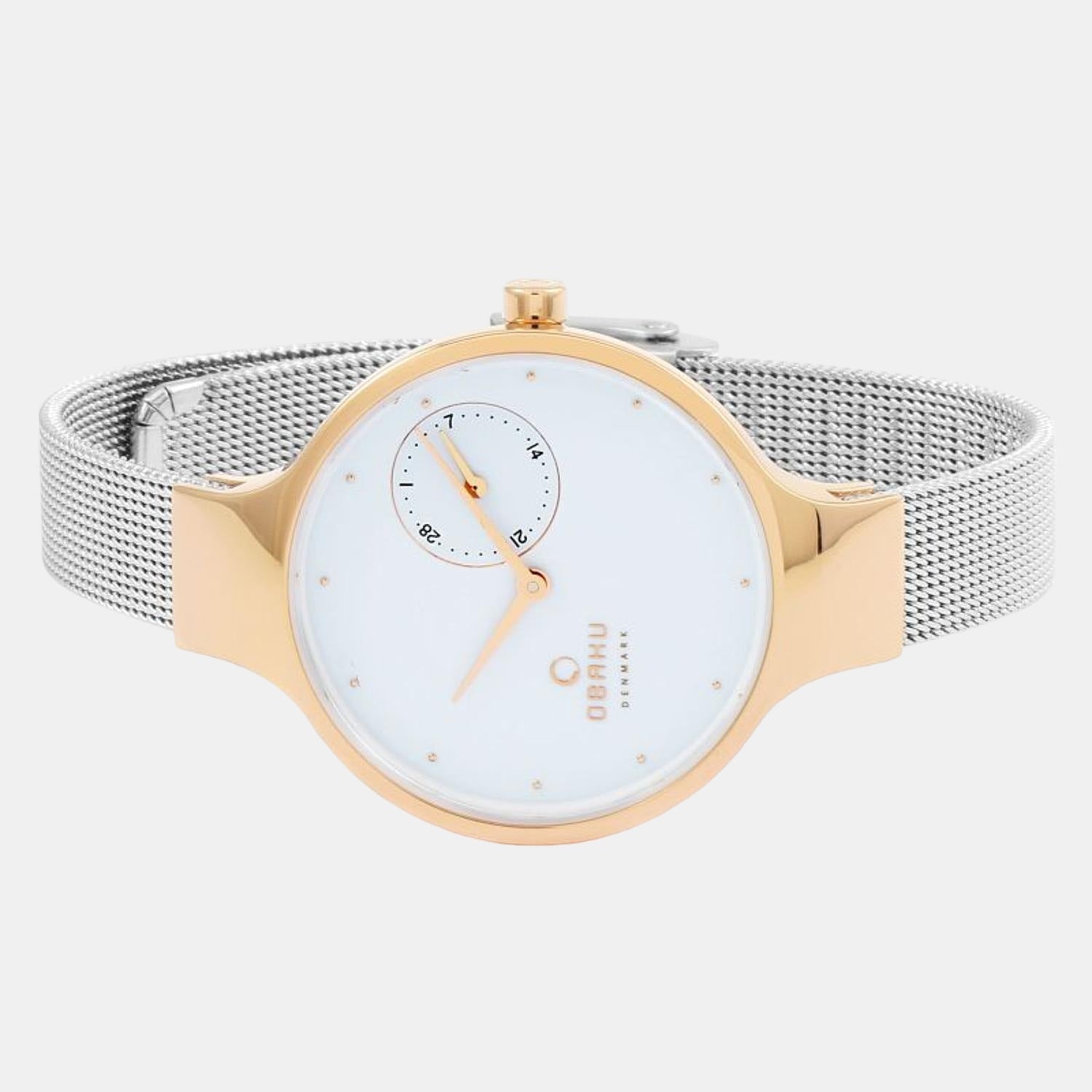 Obaku Eng Rose-Bi Women Quartz White Dial Analog Stainless Steel Watch V201LDVWMC - view 2