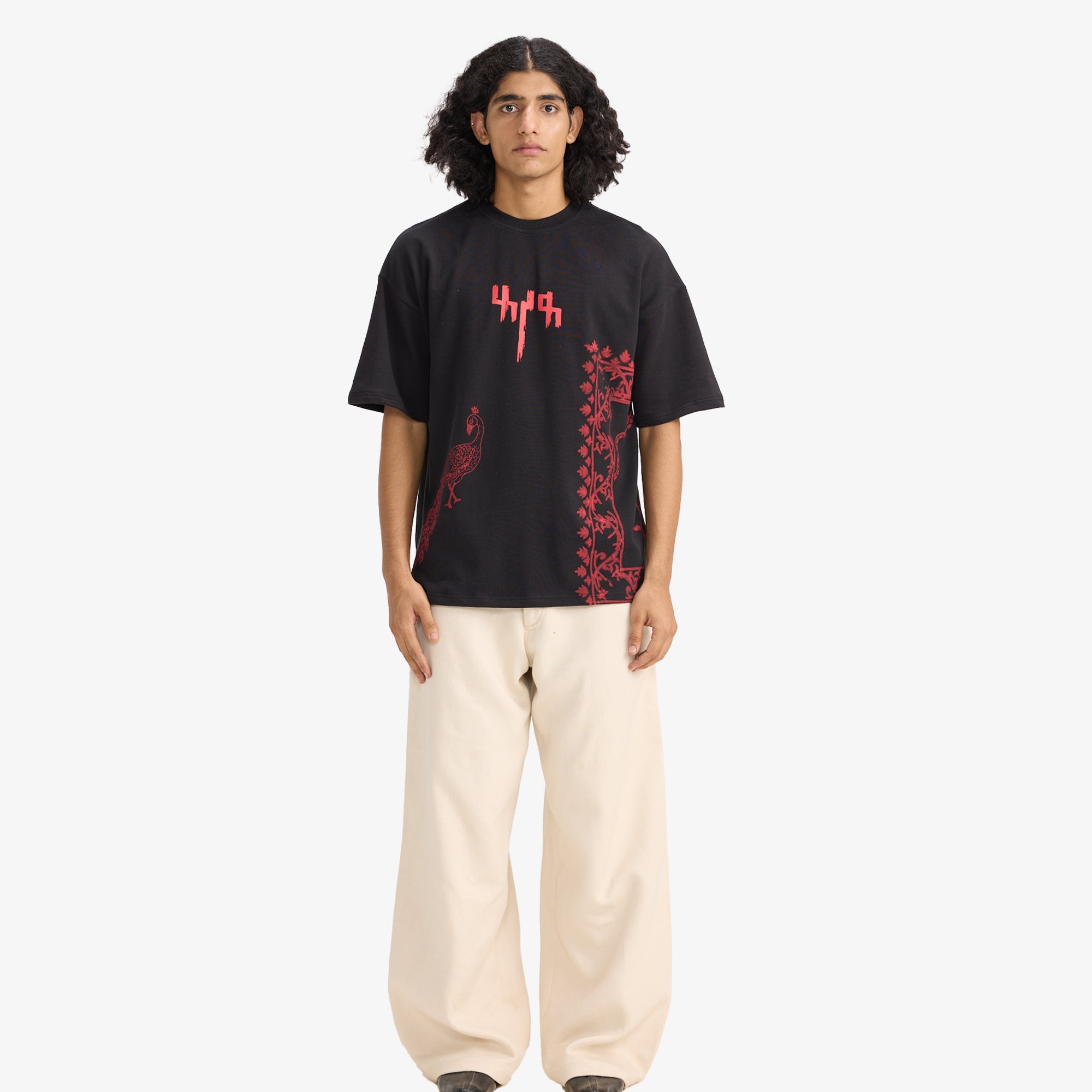 F A R A K | By My Side Block Print T-shirt { Black/black - view 6