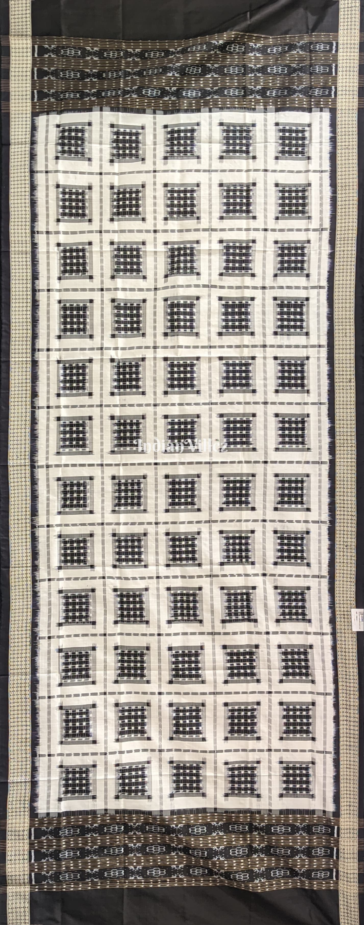 IndianVillèz Black & White Ashwin Theme Pure Sambalpuri Silk Dupatta - view 2