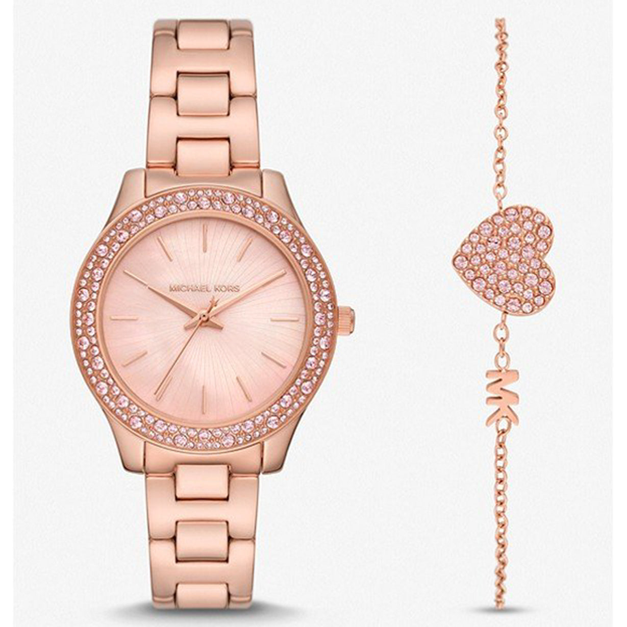 Michael Kors Liliane Pink Dial & Rose Gold Chain Watch for Women - view 3