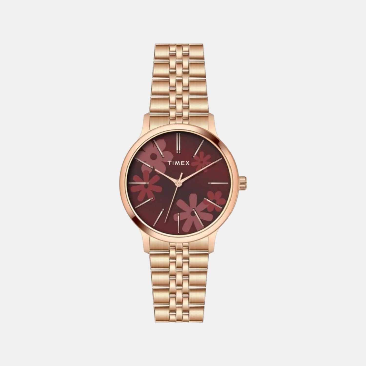 Timex Floret Women Quartz Maroon Dial Analog Stainless Steel Watch TWTL12314