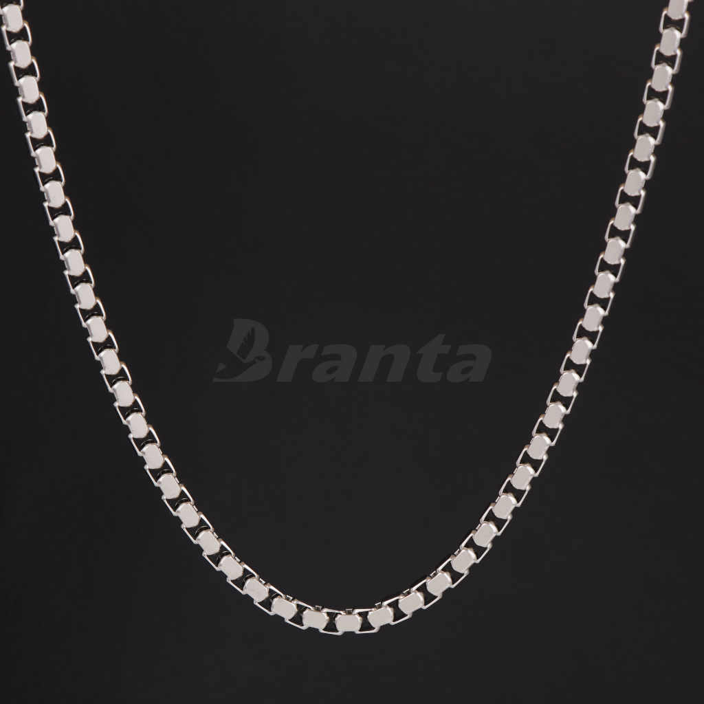 Branta Silver Stainless Steel Italian Box Chain For Men (21.5 Inch)