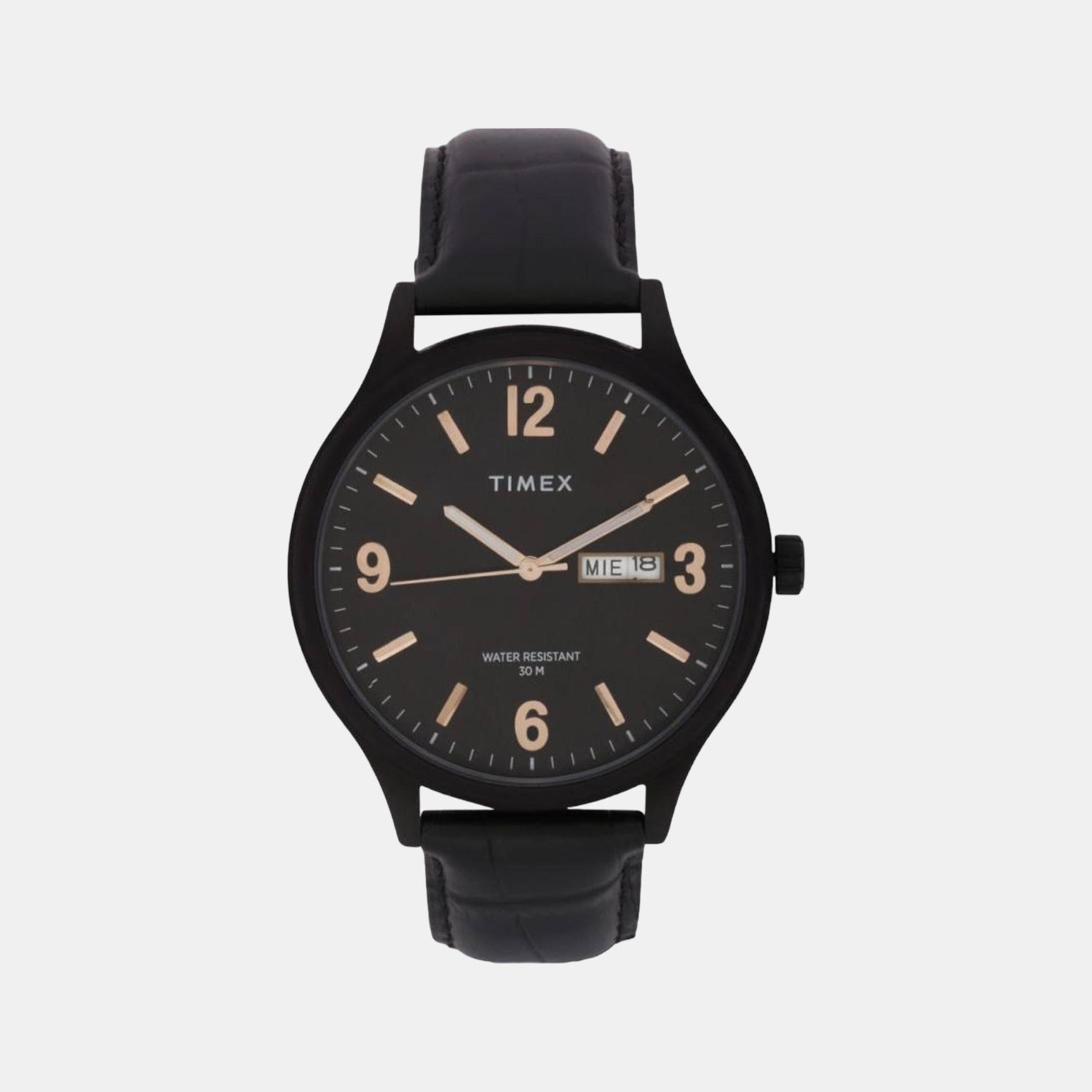 Timex Fashion Men Quartz Black Dial Analog Leather Watch TWEG18403