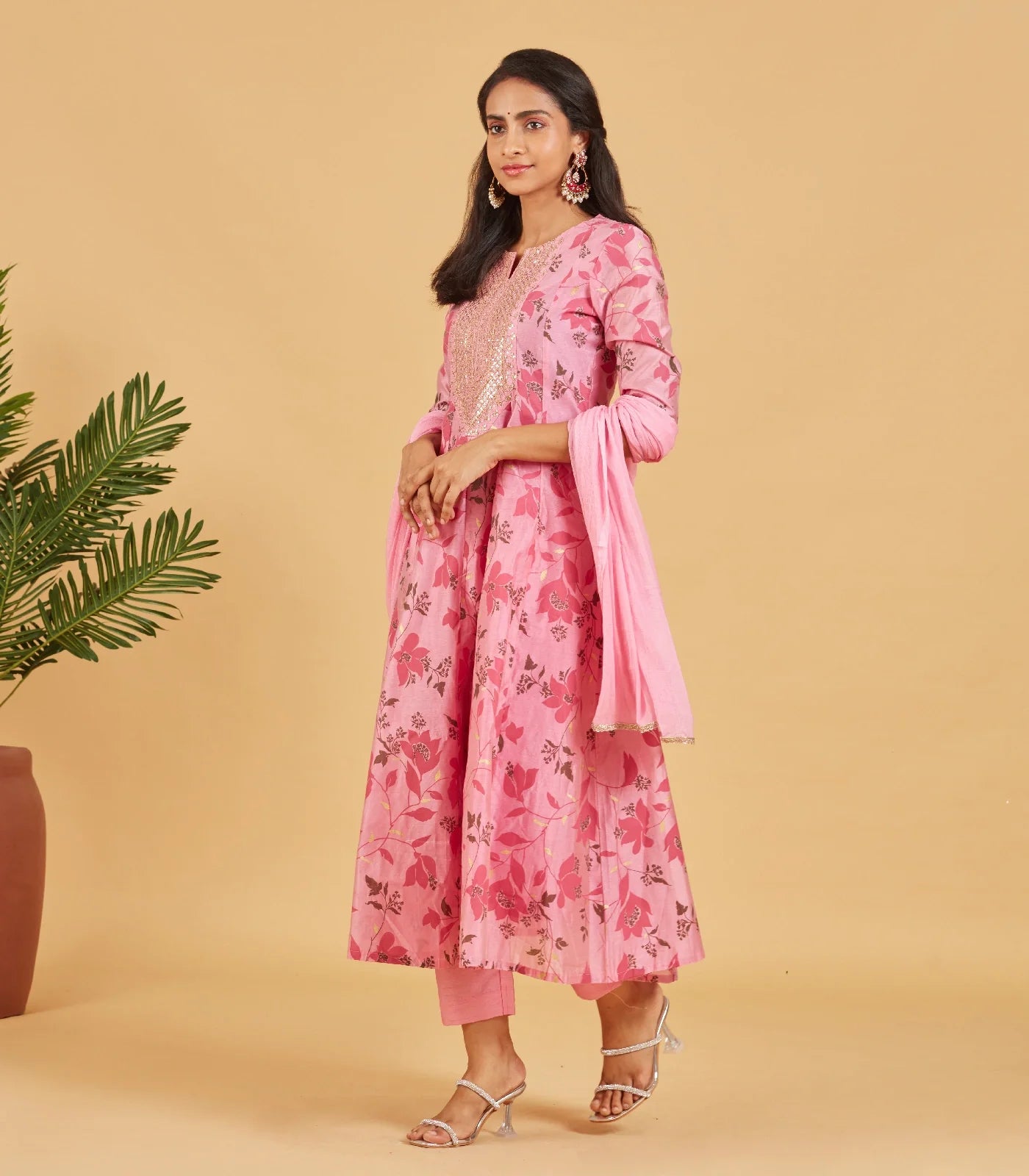 RmKV Blush Pink Kurta Set With Matching Dupatta