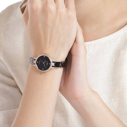 Timex Fashion Women's Black Mother of Pearl Dial Round Case 3 Hands Function Watch 28mm TWEL15703 - view 4