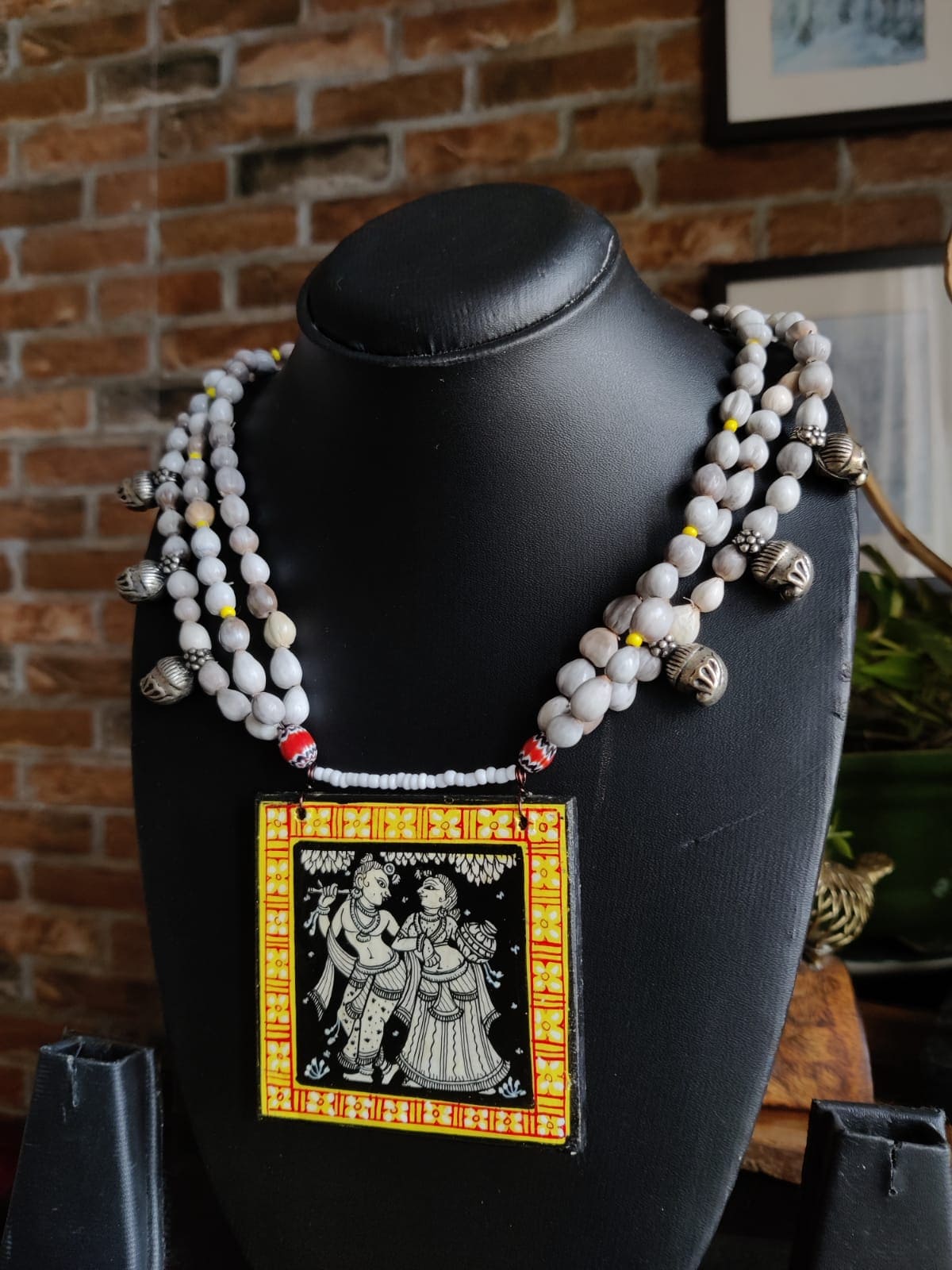Madhukari Krishna Leela Pattachitra Hand-painted Natural Necklace