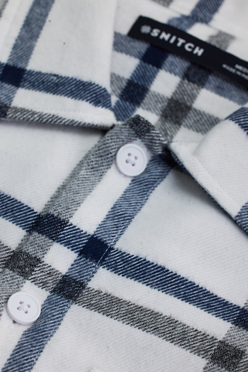 SNITCH White Checks Relaxed Fit Overshirt - view 2