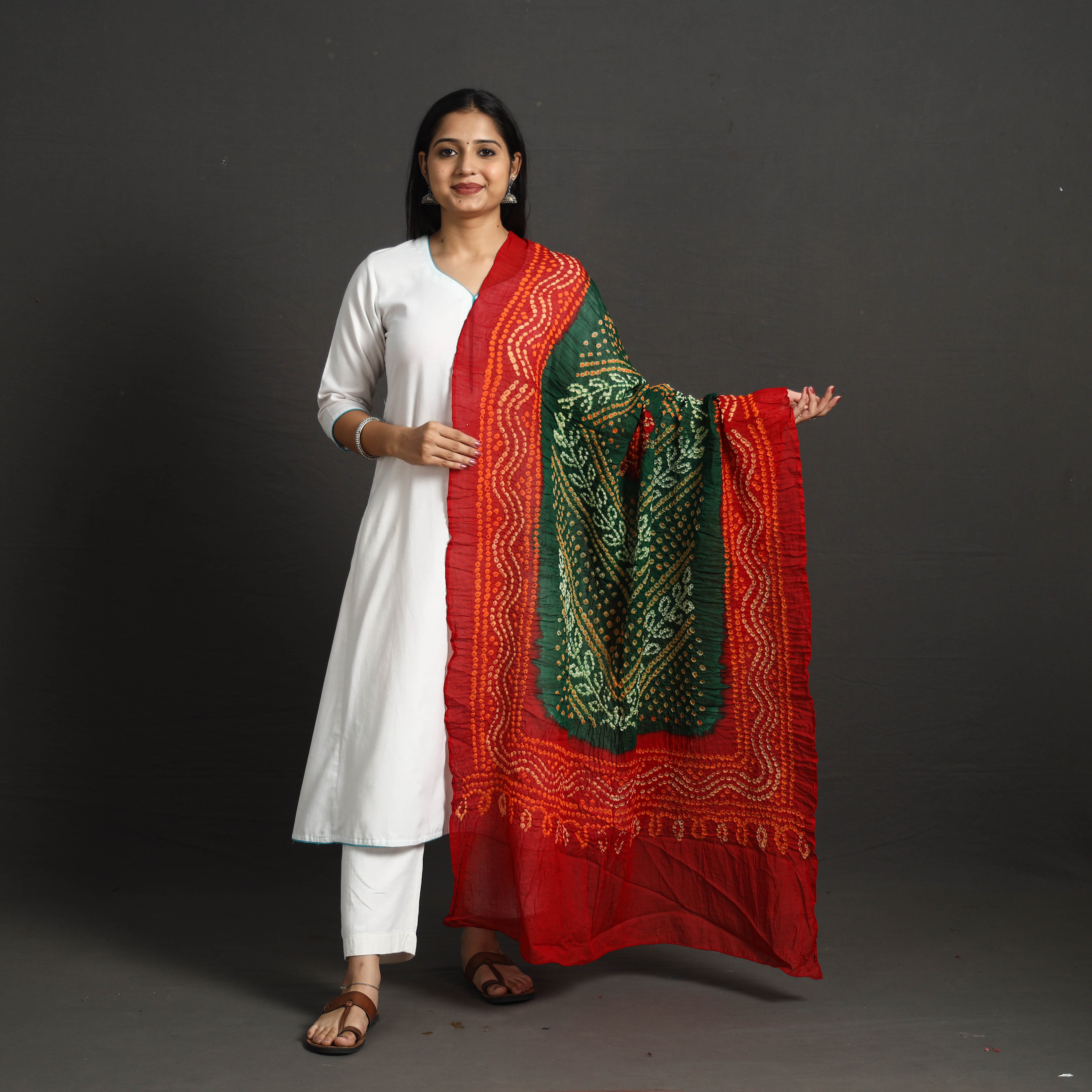 KACHCHH JI CHHAAP Kutch Tie-Dye Cotton Bandhani Dupatta 40