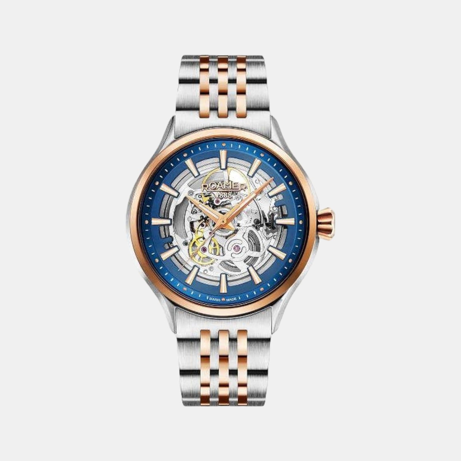 Roamer Competence Skeleton Men Automatic Blue Dial Analog Stainless Steel Watch 101663 47 45 10N