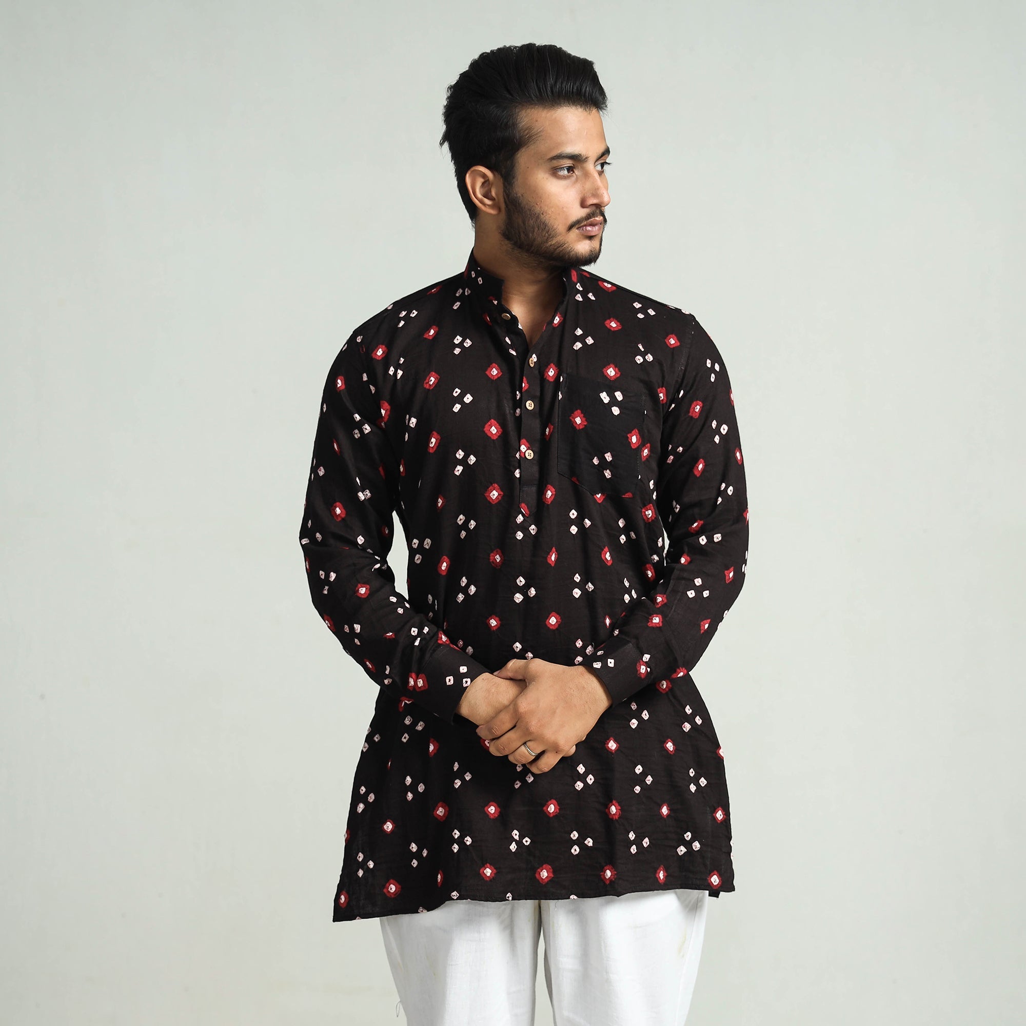 ITOKRI CASUALS Bandhani Tie-Dye Cotton Men Short Kurta