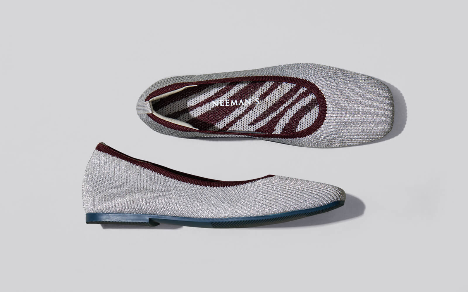Neeman's Metallic Square Flats : Grey-Silver - view 7