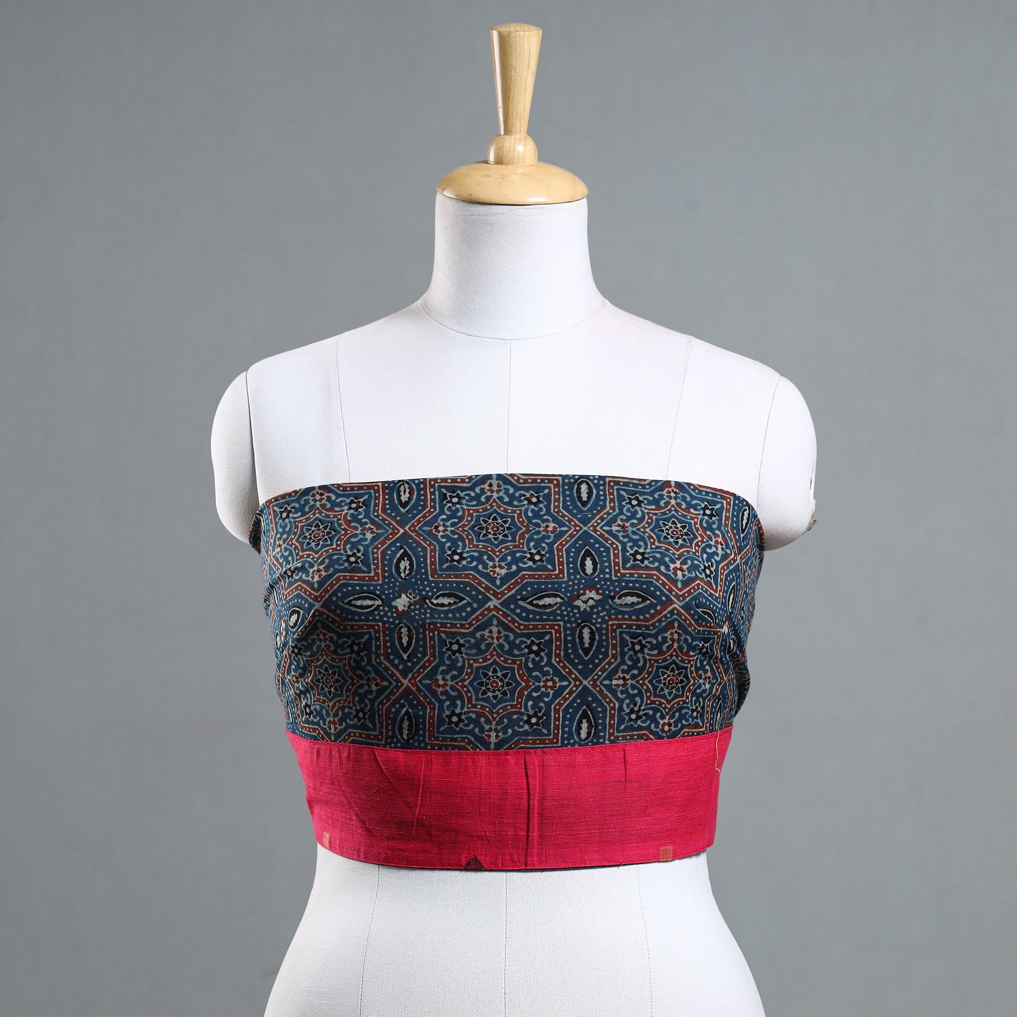 NOORI BAZAR Blue - Ajrakh Block Printed Cotton Blouse Piece