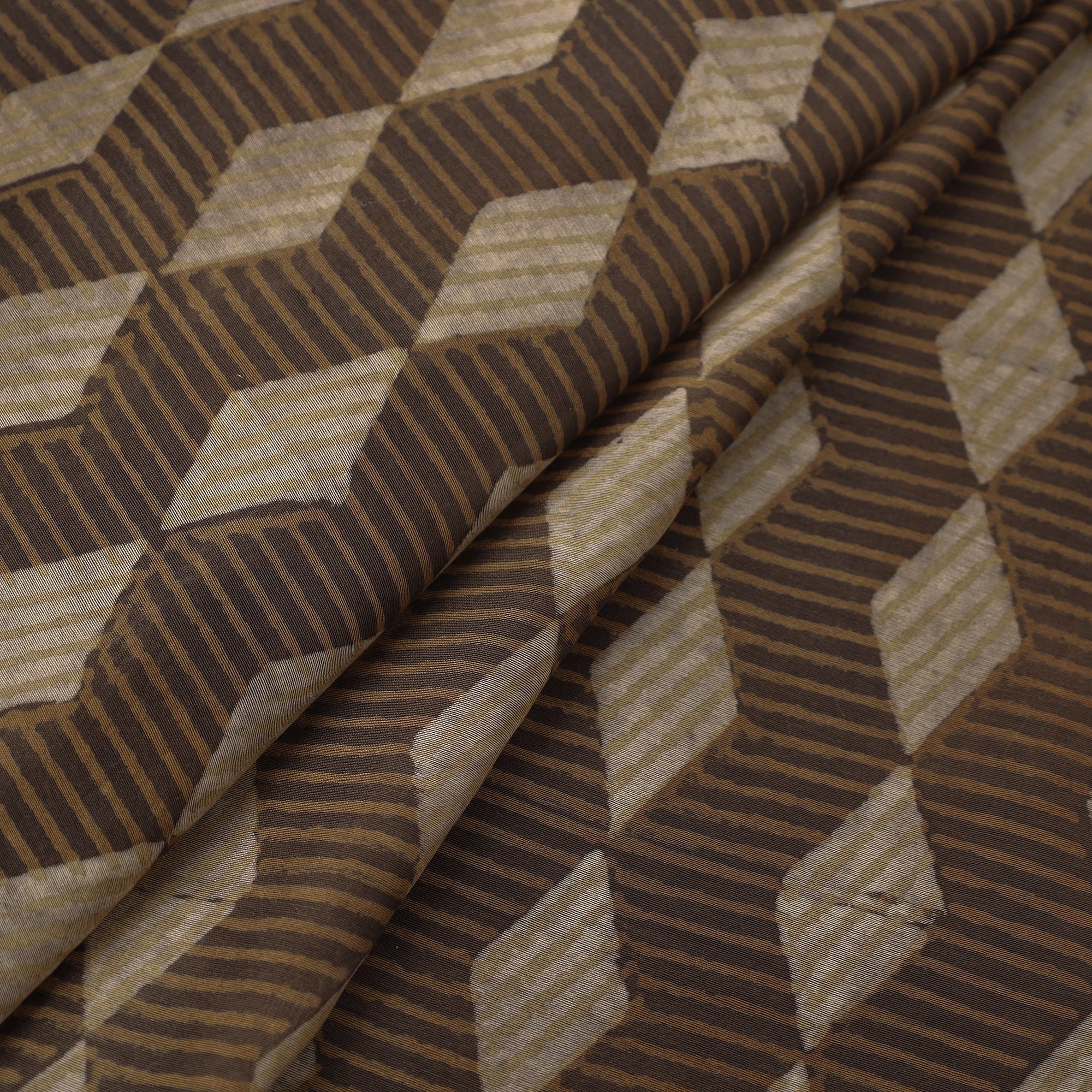 HAVELI CHRONICLES Brown - Natural Dyed Chanderi Silk Akola Print Fabric 11 - view 2