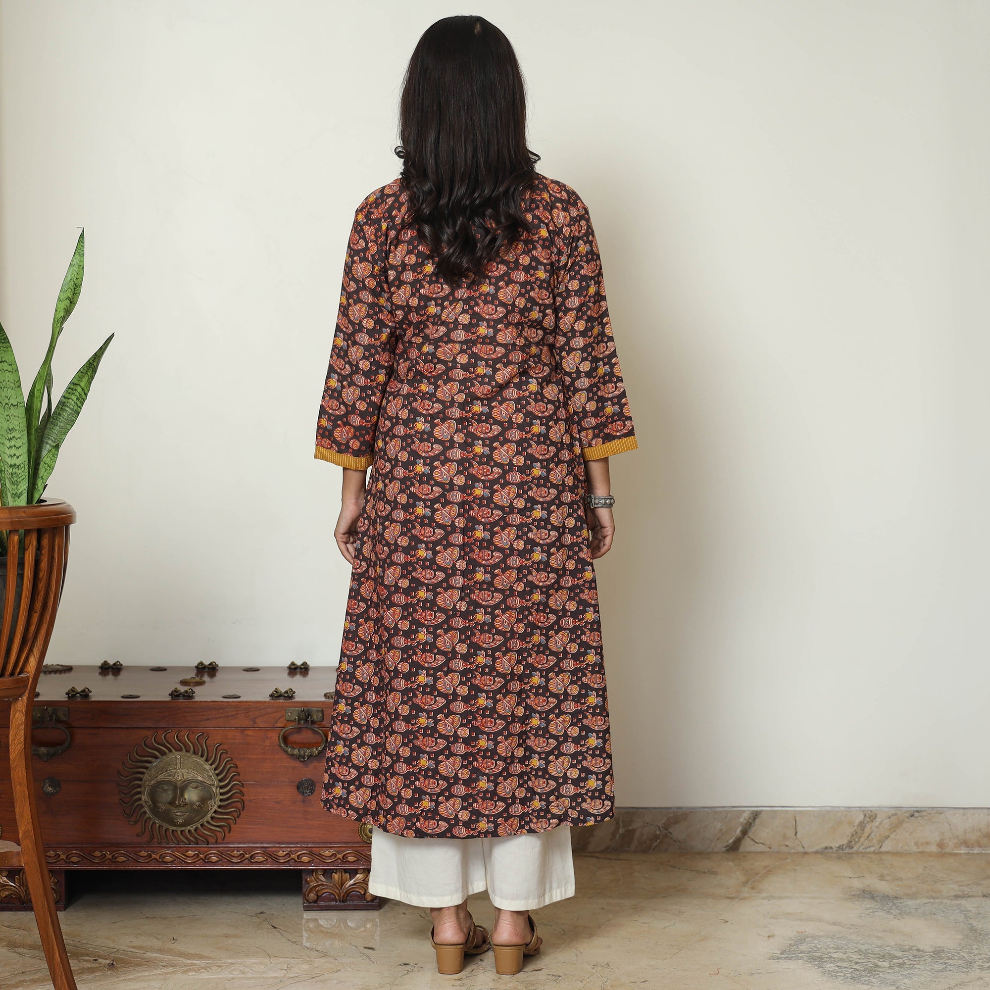 ITOKRI CASUALS Black - Kalamkari Printed Cotton A-Line Kurta 32 - view 4