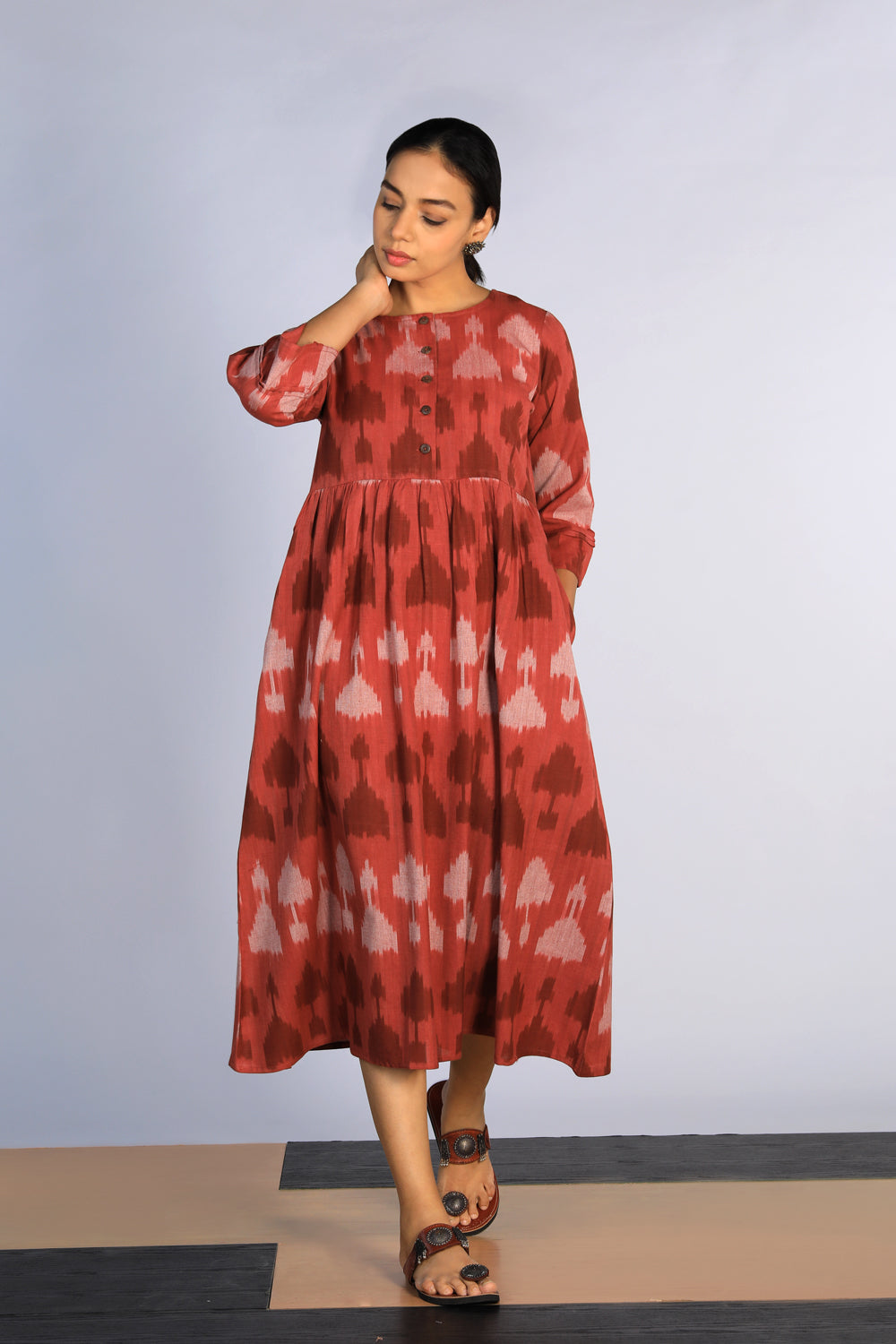 Kalanjali Ethnics Handwoven cotton Pochampally Ikat dress