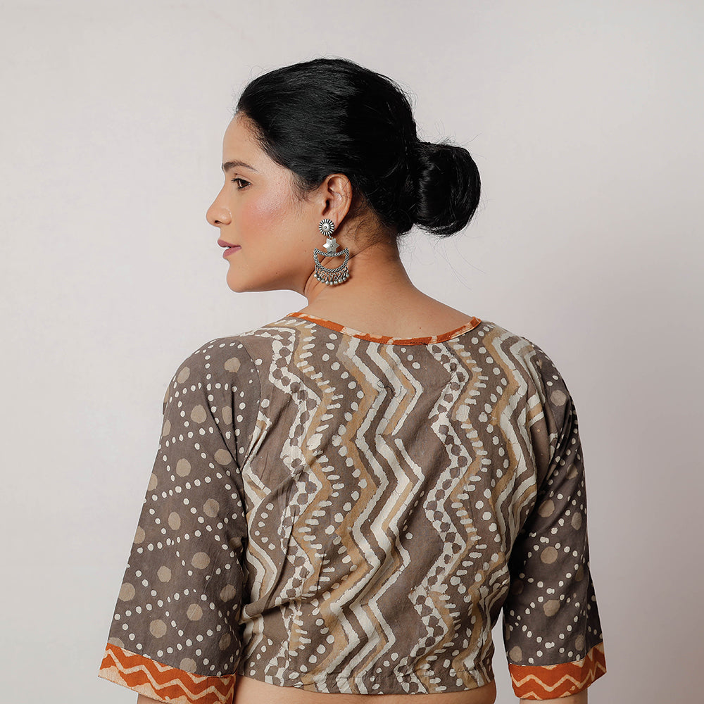 ITOKRI CASUALS Brown - Bagru Dabu Block Printed Cotton Stitched Blouse - view 3