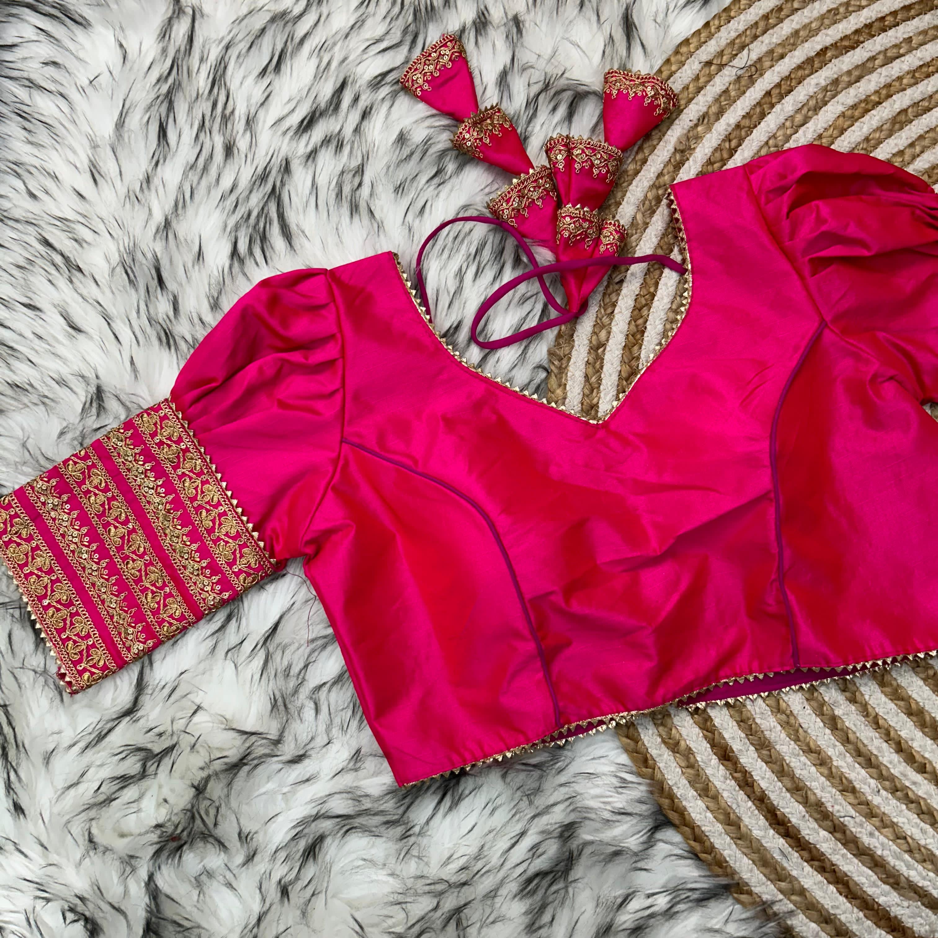 ClothsVilla Pink Kilmora Silk Blouse with Handcrafted Embroidery and Sequence Accents - view 2