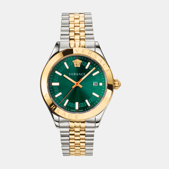 Versace Hellenyium-VK Men Quartz Green Dial Analog Stainless Steel Watch VEVK00620