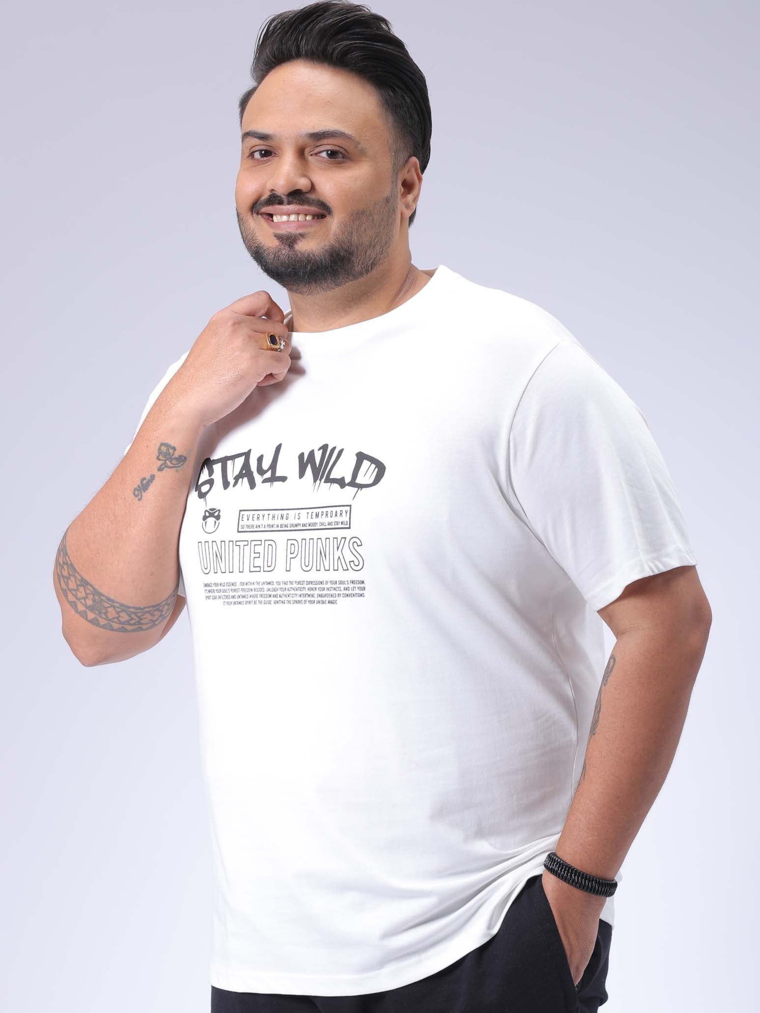 HARDSODA Men's Plus Size White Regular Fit Printed T-Shirt - view 3