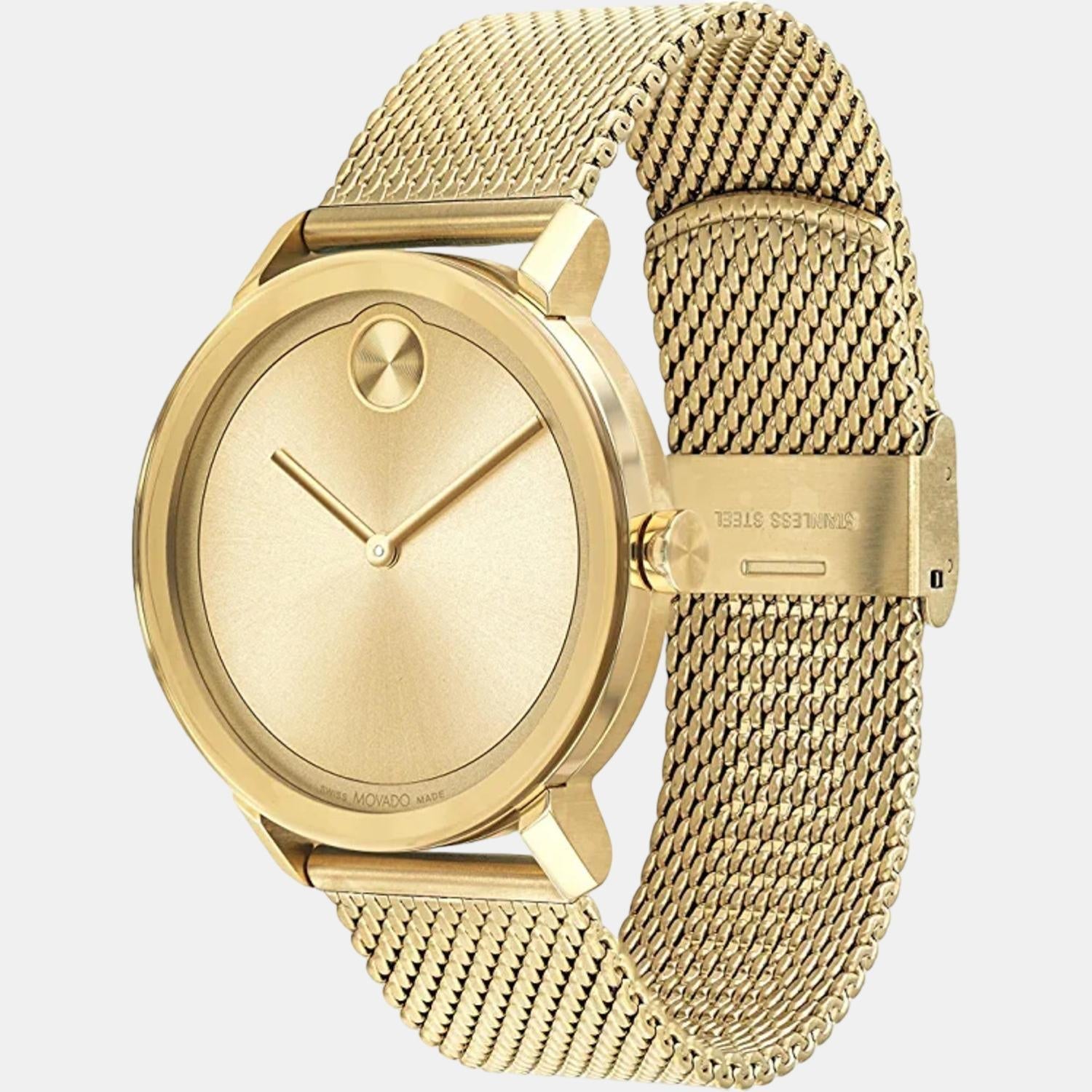 Movado Bold Evolution Men Quartz Gold Dial Analog Stainless Steel Watch 3600791 - view 2