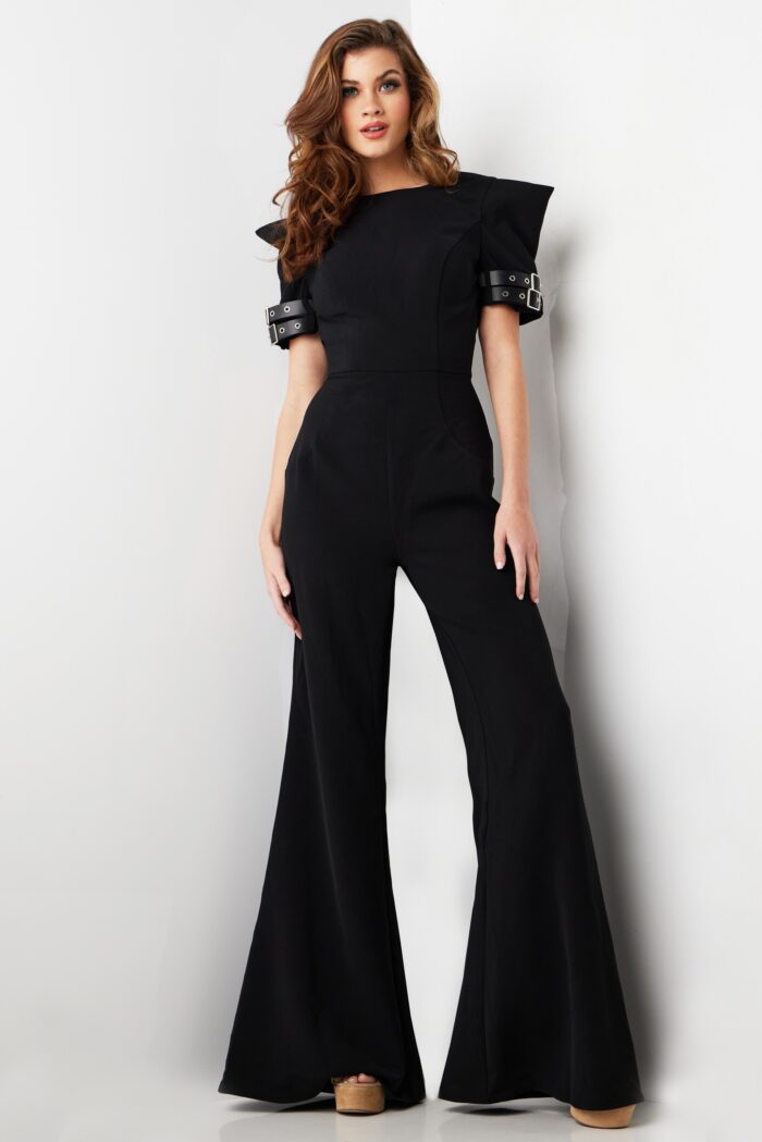 Jovani 36692 Long Open Back Formal Jumpsuit – Black