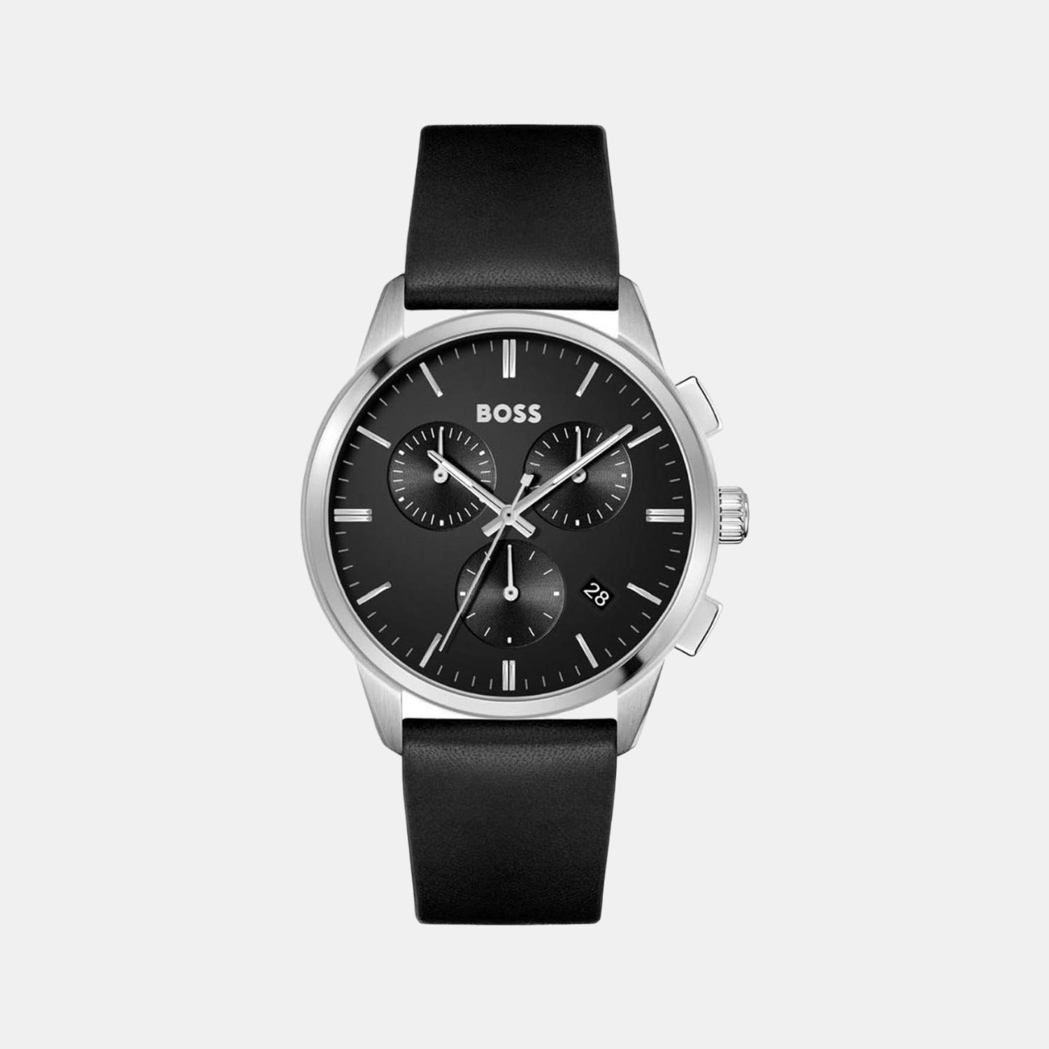 Boss Dapper Men Quartz Black Dial Chronograph Leather Watch 1513925